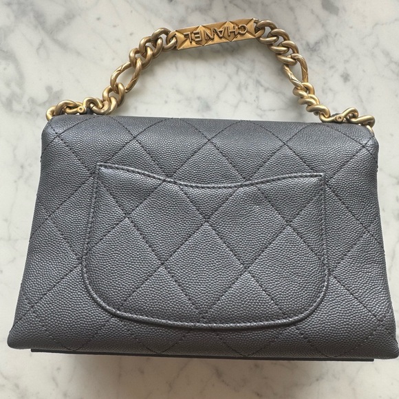 CHANEL Shoulder Bag leather Grained calfskin Gray - Picture 7 of 16